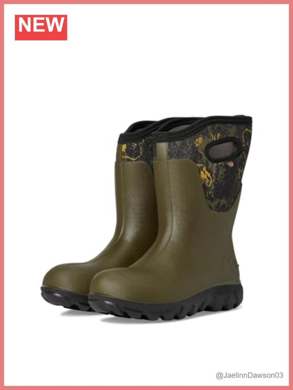 Waterproof Mid-Calf Pull-On Rain Boots Rubber Linen Polyurethane Insoles